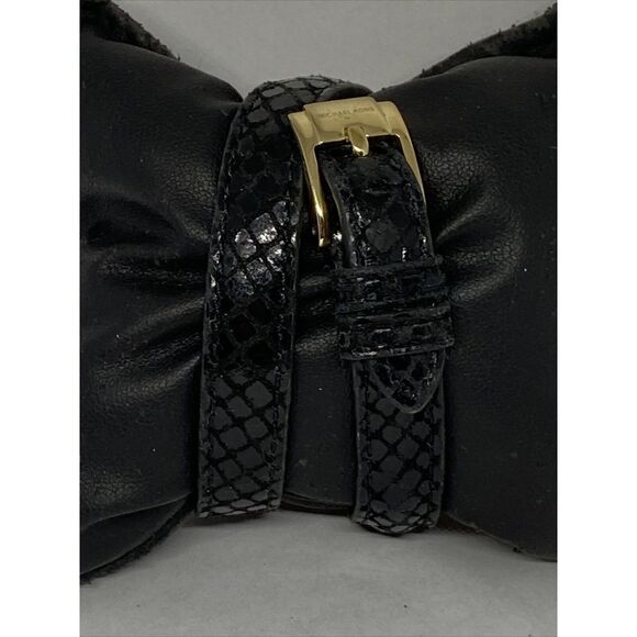 Michael Kors MK2315 Women Black Leather Analog Champagne Dial Quartz Watch XR514 - Picture 6 of 12